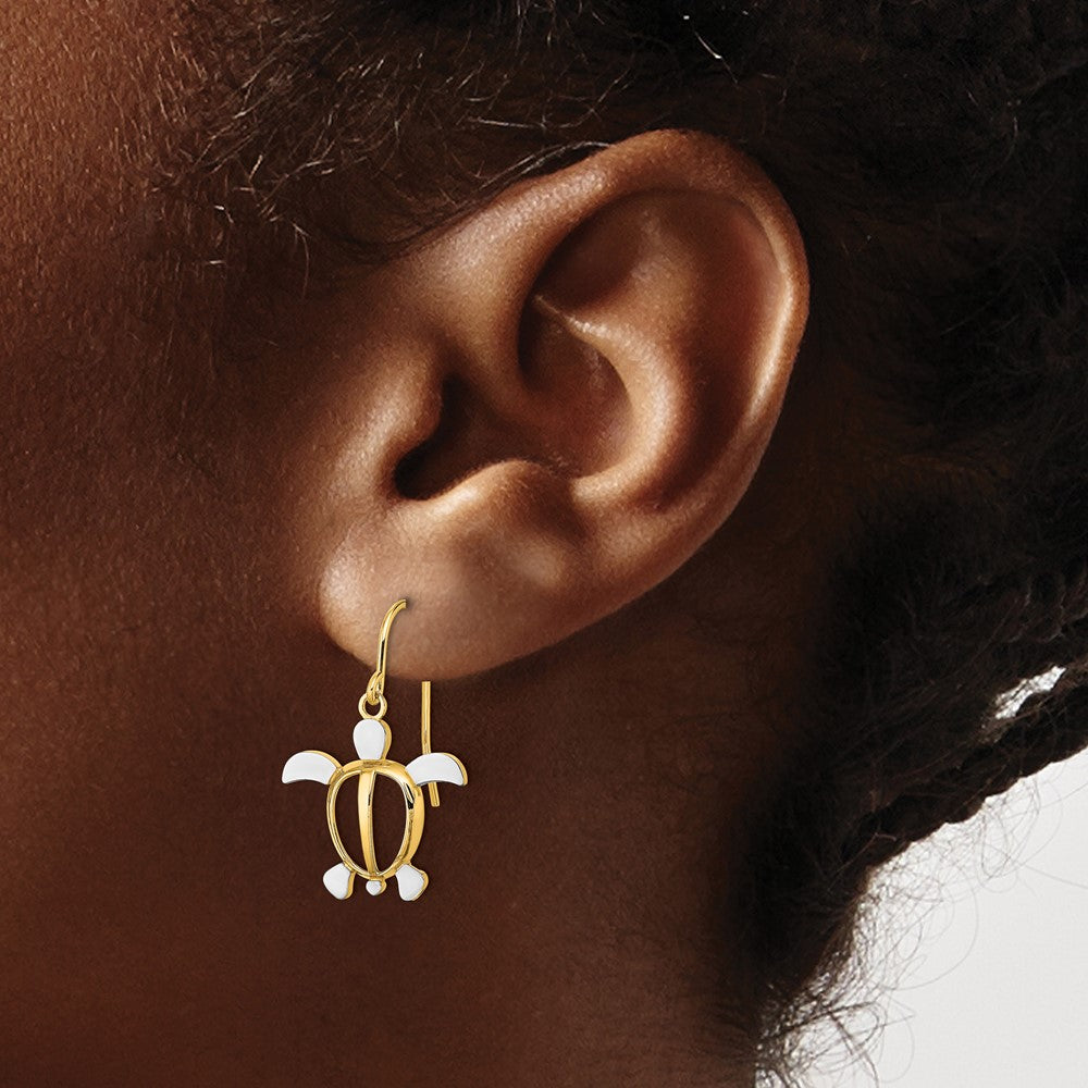 Gold Turtle Shephard Hook Earrings