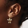 14K and White Rhodium Sea Turtle Dangle French Hook Earrings