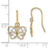 14K and White Rhodium Diamond-cut Filigree Butterfly French Hook Earrings