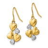 14K and White Rhodium Polished Hearts French Hook Earrings