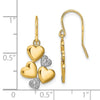 14K and White Rhodium Polished Hearts French Hook Earrings