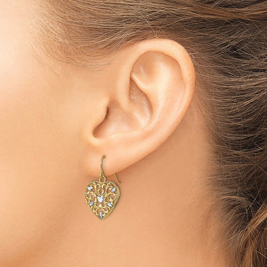 Gold Heart Dangle Earrings