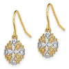 14K and White Rhodium Heart Filigree Dangle Wire Earrings
