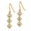 14K and White Rhodium Fancy Diamond-cut Dangle French Hook Earrings