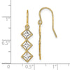 14K and White Rhodium Fancy Diamond-cut Dangle French Hook Earrings
