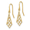 14K and White Rhodium Diamond-cut Criss-Cross Dangle French Hook Earrings