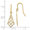 14K and White Rhodium Diamond-cut Criss-Cross Dangle French Hook Earrings
