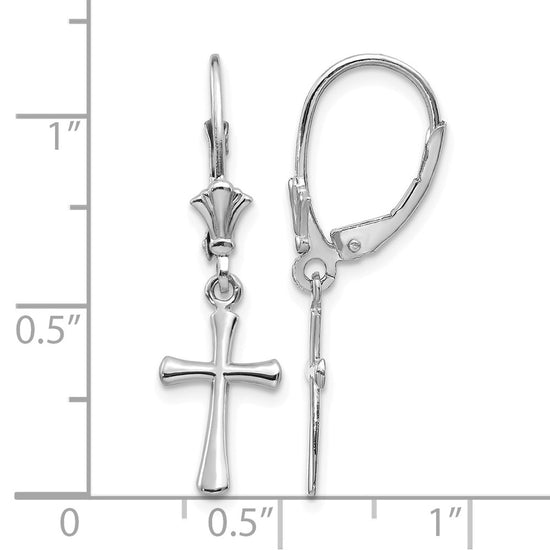 Gold Cross Leverback Earrings
