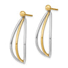 14k and White Rhodium 4mm Ball Stud and Triple Wire Dangle Jacket Earrings