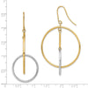 14k Two-Tone Double Circle & Bar Dangle Earrings
