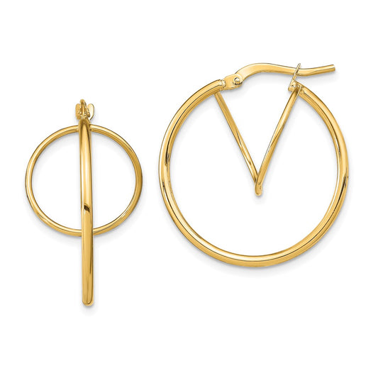Gold Double Circle Hoop Earrings