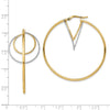 14k w/ White Rhodium Diamond-cut Twisted Circles Inside Hoop Earrings