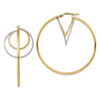 14k w/ White Rhodium Diamond-cut Twisted Circles Inside Hoop Earrings