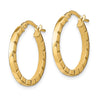 14k 2x21mm Polished Grooved Edge Tube Hoop Earrings