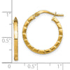 14k 2x21mm Polished Grooved Edge Tube Hoop Earrings