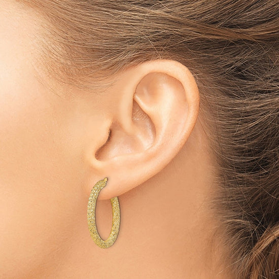 14k 2.65mm Diamond-cut Hoop Earrings
