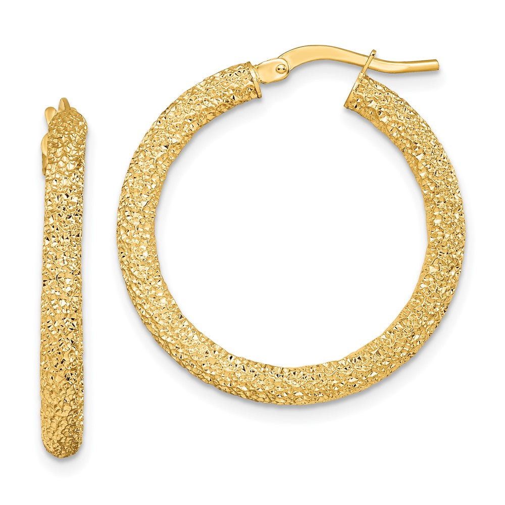 14k 2.65mm Diamond-cut Hoop Earrings