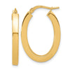 14k 3x28mm Polished Square Tube Oval Hoop Earrings