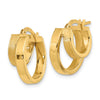 14K Polished and Brushed Square Tube Double Hoop Earrings