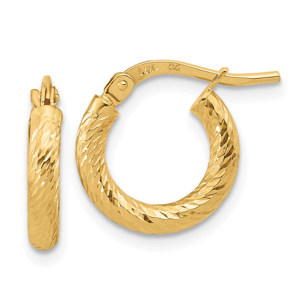 Gold Twisted Diamond-cut Hoop Earrings