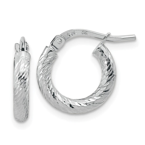 Gold Twisted Diamond-cut Hoop Earrings