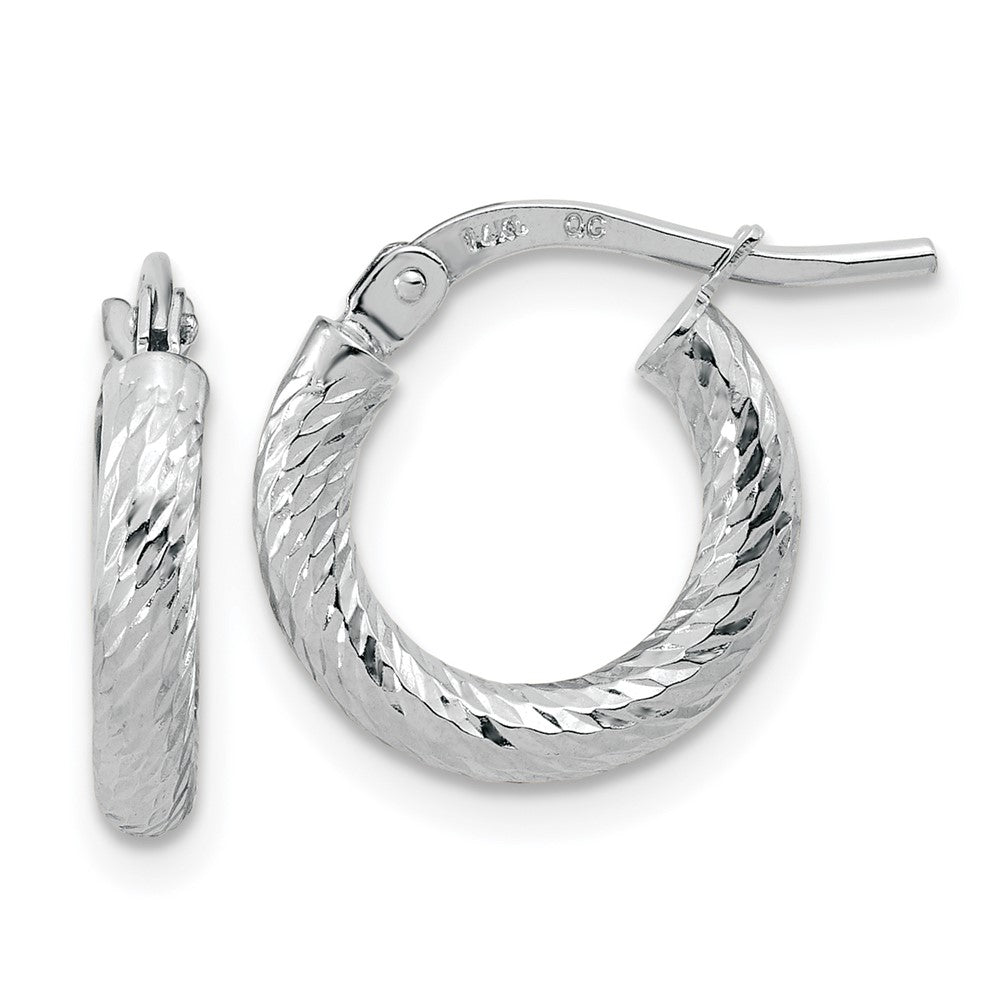 Gold Twisted Diamond-cut Hoop Earrings
