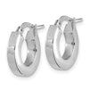 14k White Gold Polished 3x14mm Square Tube Hoop Earrings