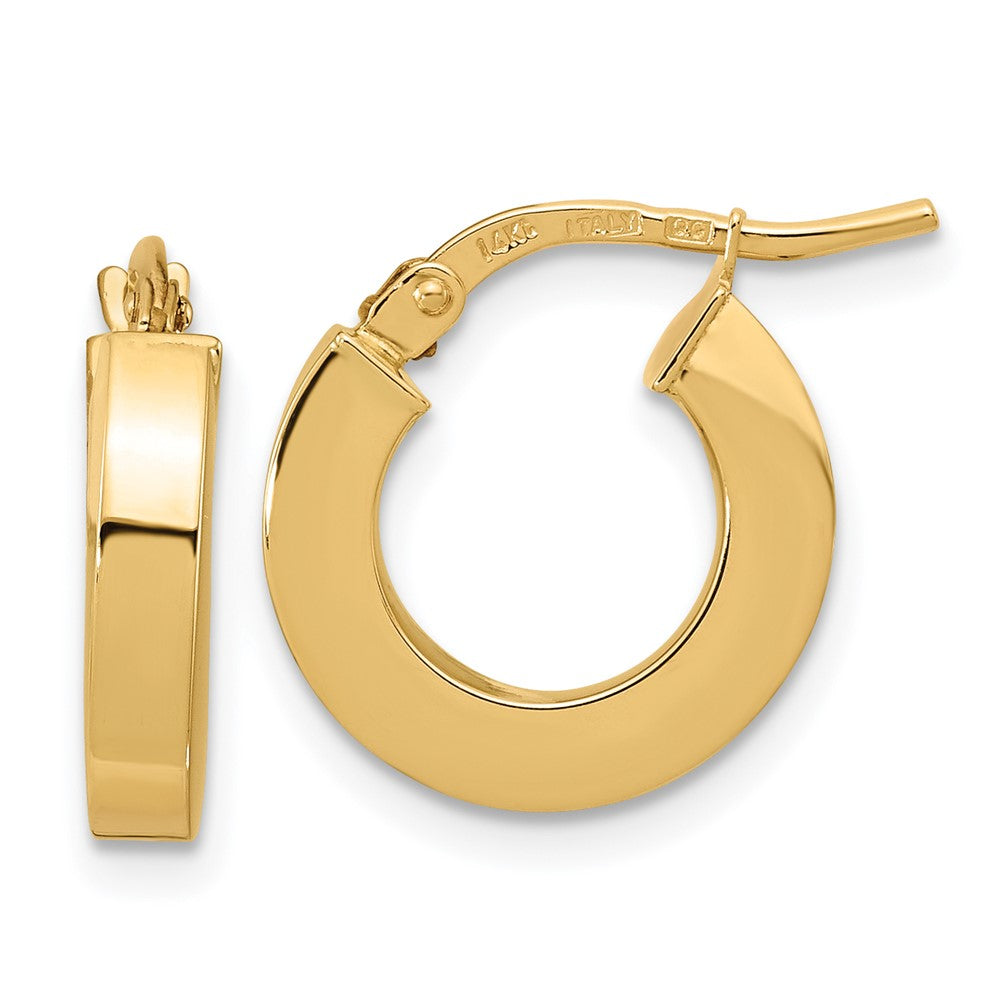 14k Polished 3x14mm Square Tube Hoop Earrings