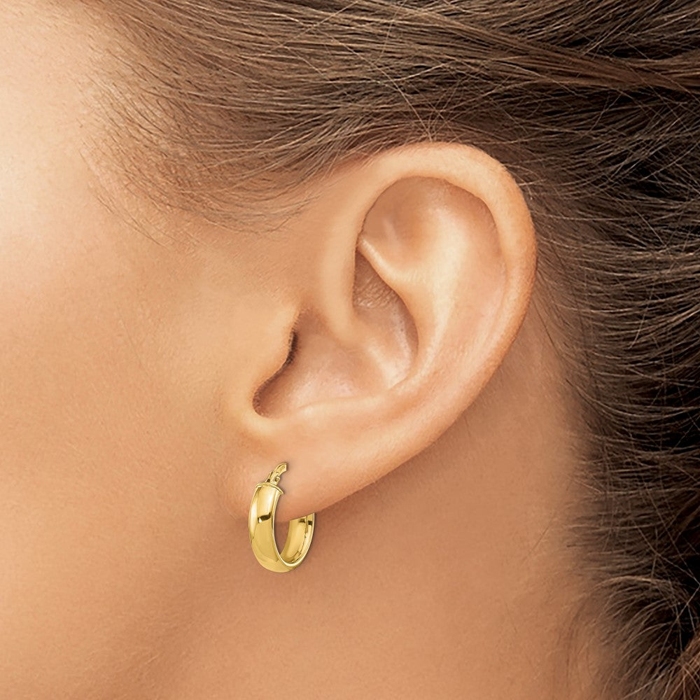 14k 3x14mm Polished Tube Hoop Earrings