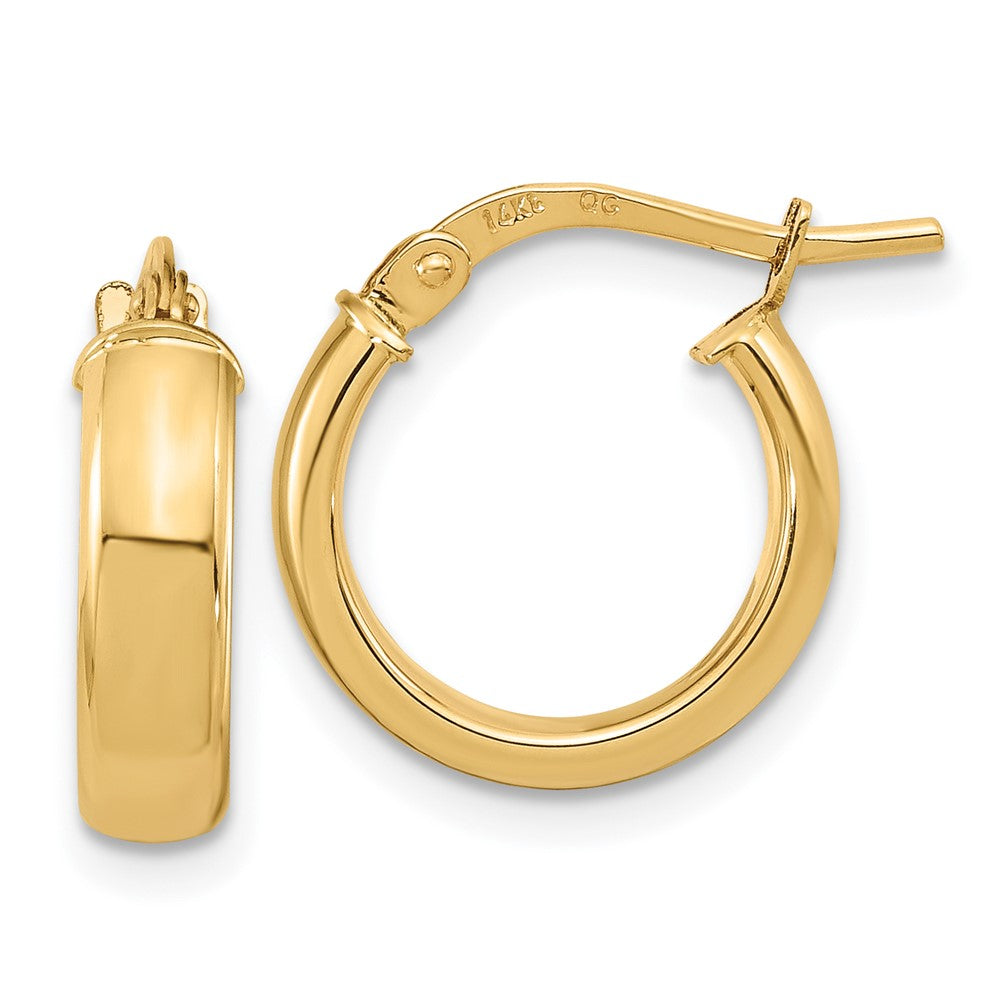 14k 3x14mm Polished Tube Hoop Earrings