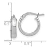 14k White Gold 3x14mm Polished Tube Hoop Earrings