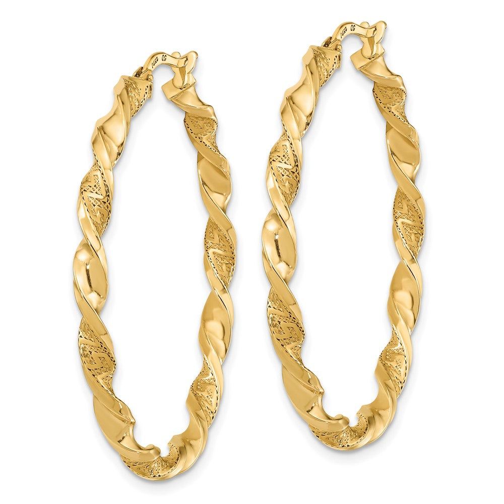 3mm Gold Textured Twisted Hoop Earrings