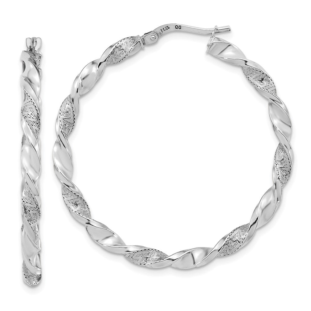 3mm Gold Textured Twisted Hoop Earrings