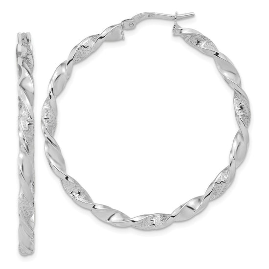 3mm Gold Textured Twisted Hoop Earrings