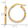 14k with White and Rose Rhodium 2x20mm Polished and Satin Tube Hoop Earrings
