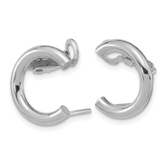14k White Gold Polished U Shape Clip On & Post Earrings