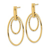 14k Polished Diamond-cut Oval Dangle Post Earrings