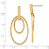 14k Polished Diamond-cut Oval Dangle Post Earrings