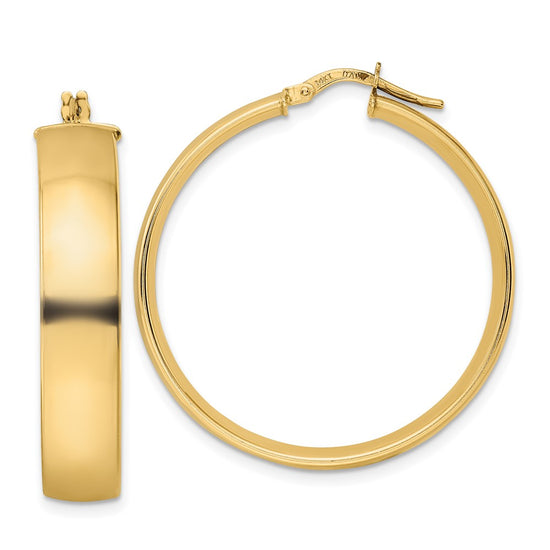 7mm Gold Tube Hoop Earrings