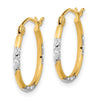 Gold & Rhodium Polish Diamond-cut Tube Hoop Earrings
