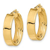 14K 5.5x22mm Polished and Textured Inside Tube Hoop Earrings