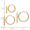 14k Polished 3-pair 1x14/12/10mm Endless Tube Hoop Earring Set