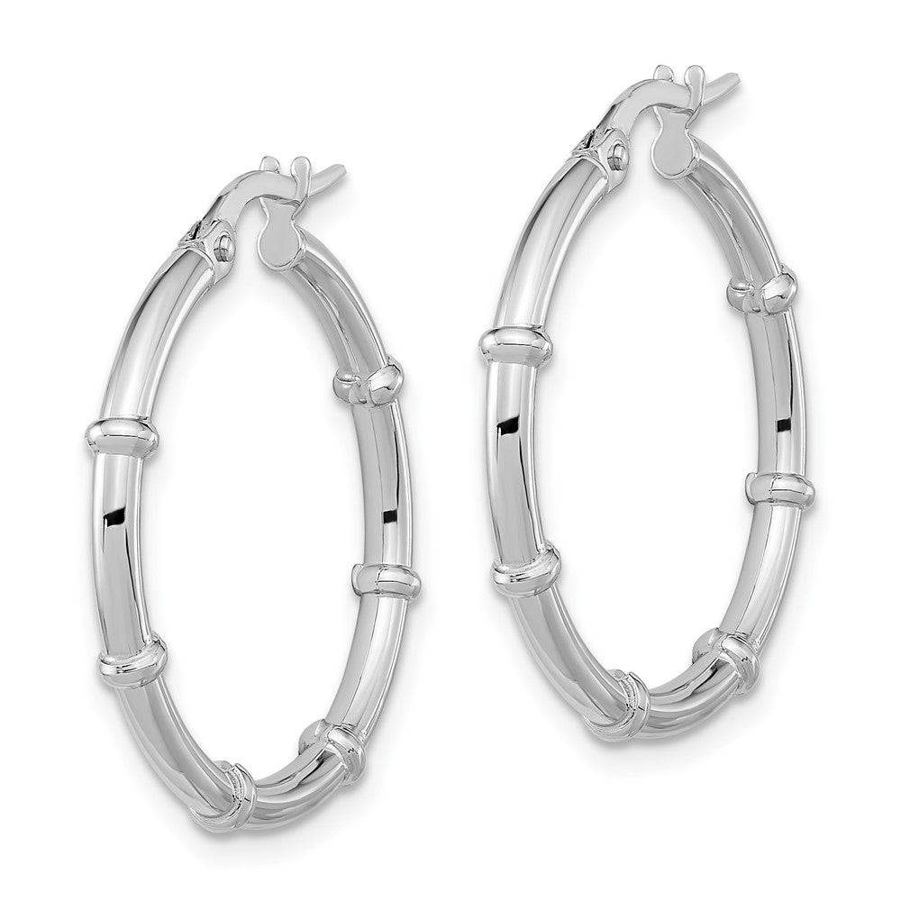 14K White Polished and Fancy Hoop Earrings