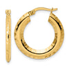 14k Polished Diamond-cut Knife-edge 2x23mm Round Hoop Earrings