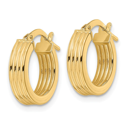 4mm Gold Textured Hoop Earrings
