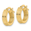 14K Polished Textured  Hoop Earrings