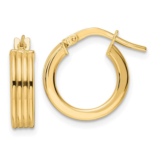 4mm Gold Textured Hoop Earrings