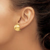 Gold Hammered Button Omega Back Earrings