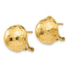 Gold Hammered Button Omega Back Earrings