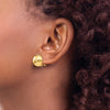 Gold Hammered Button Omega Back Earrings